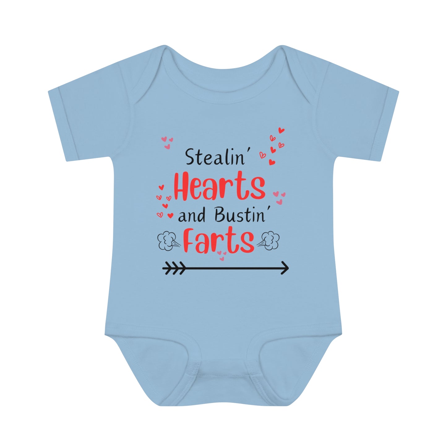 Stealin' hearts and bustin' farts Funny Valentines day onsie.