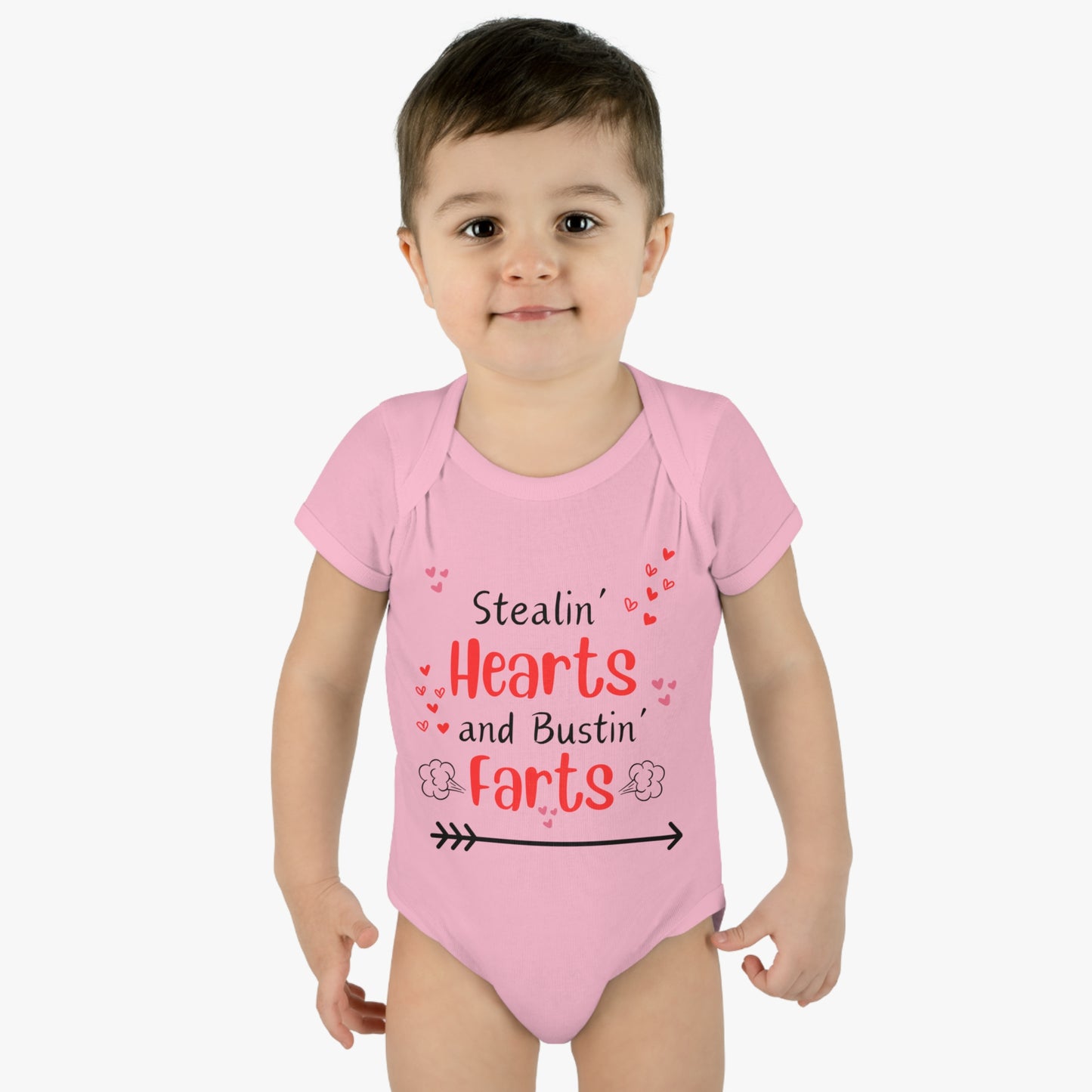 Stealin' hearts and bustin' farts Funny Valentines day onsie.