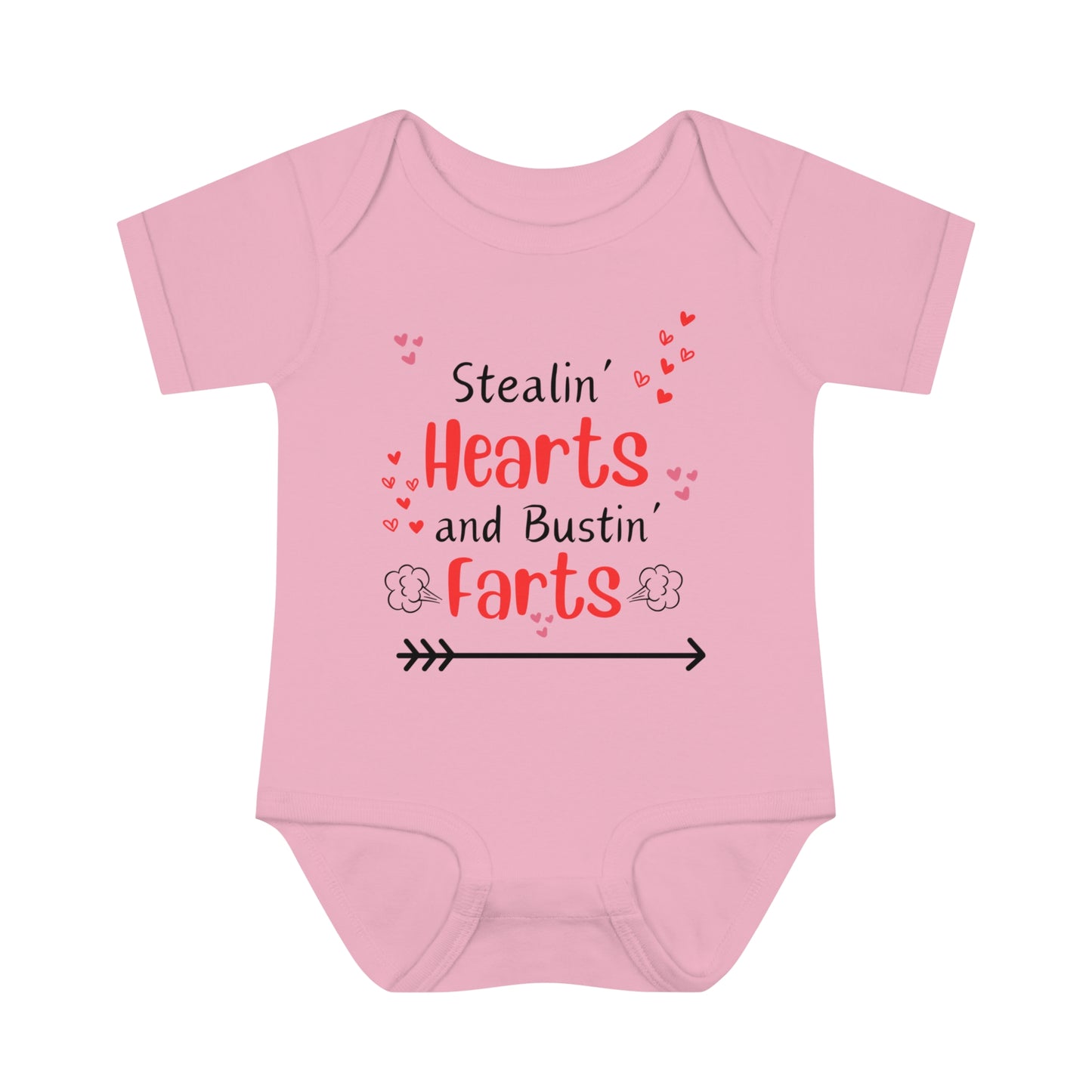 Stealin' hearts and bustin' farts Funny Valentines day onsie.