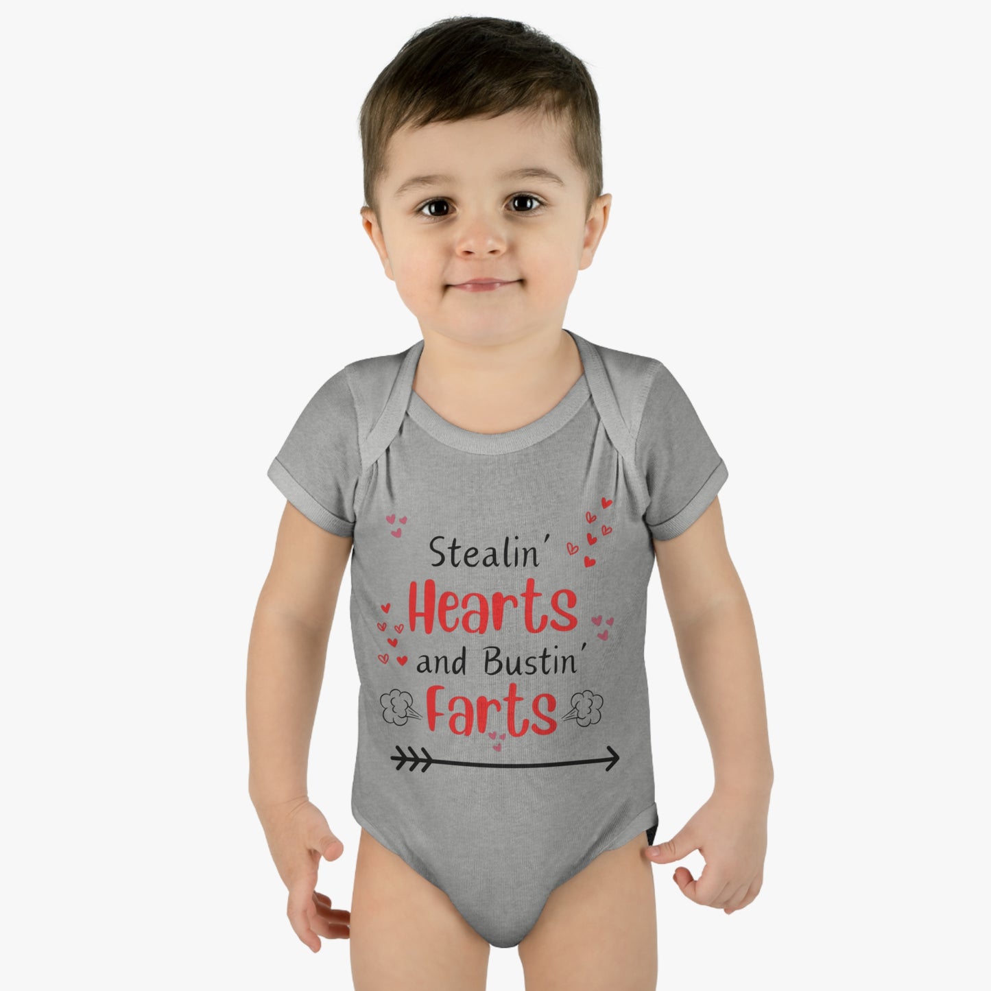 Stealin' hearts and bustin' farts Funny Valentines day onsie.