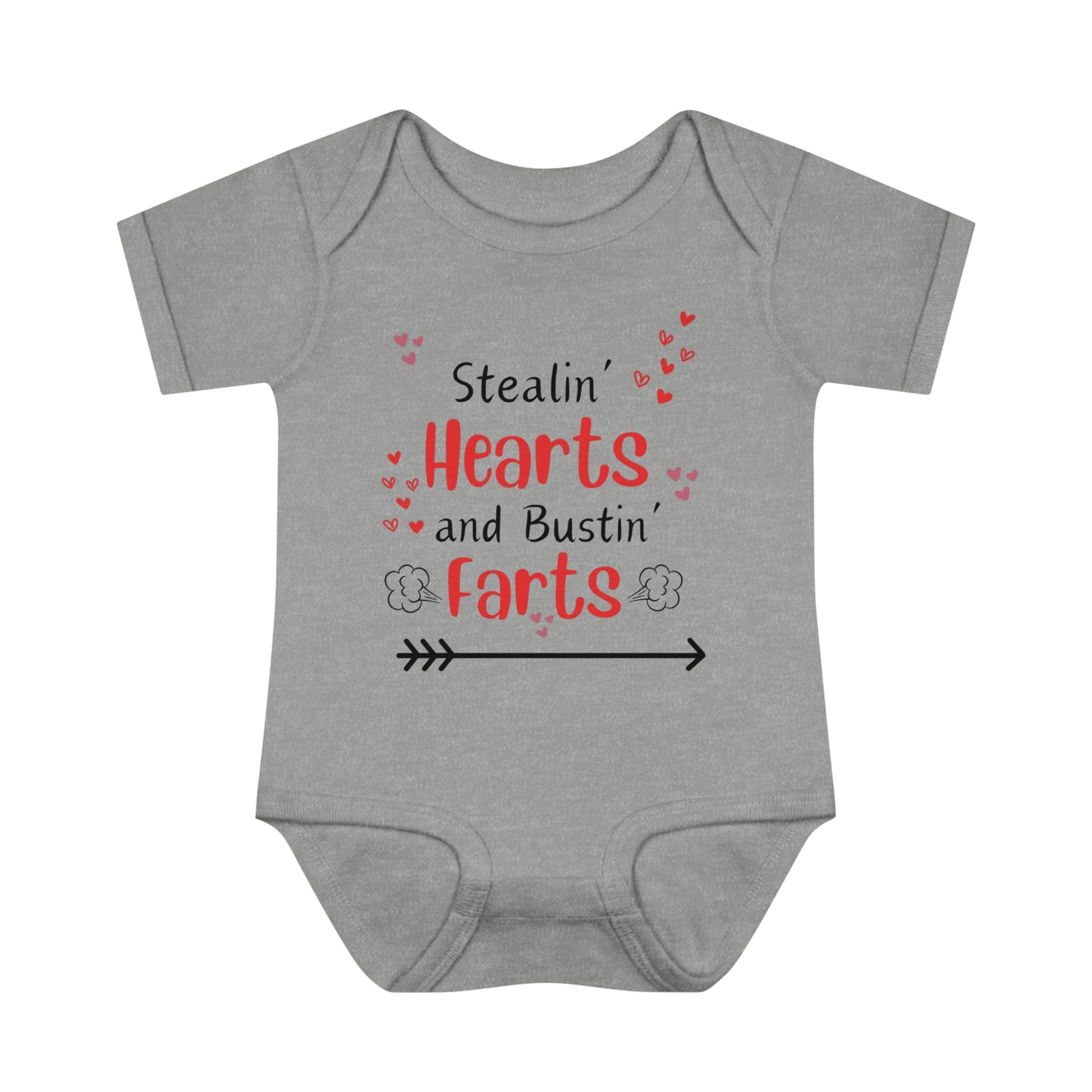 Stealin' hearts and bustin' farts Funny Valentines day onsie.