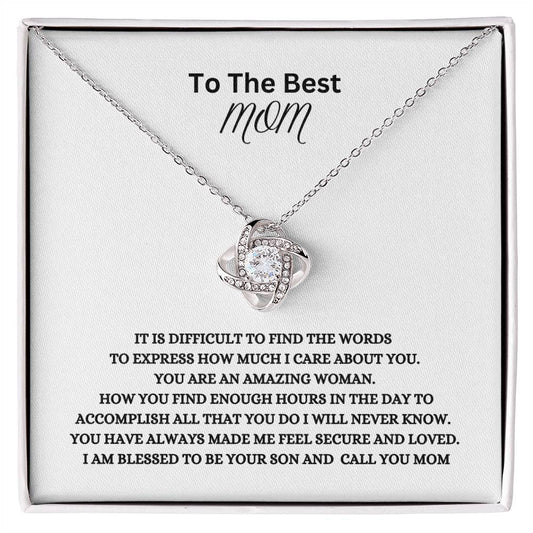 To The Best Mom, Love your Son - Love knot necklace