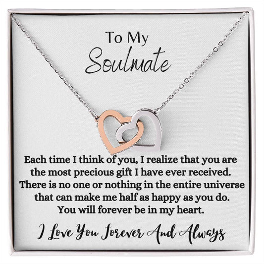 To My Soulmate Necklace for Women. Necklace to Girlfriend or gift for Wife. Romantic gift, Valentine's Day, Birthday, Mother's Day or simply Just Because I love you!