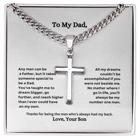 To My Dad Love your Son Cuban Chain Cross Necklace